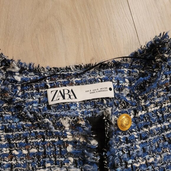 ZARA | Tweed Plaid Jacket | Sz. S - Picture 4 of 6